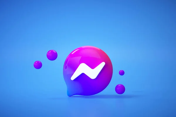 Novo Aplicativo Logotipo Facebook Messenger Fundo Azul Comunicação Mídia Social — Fotografia de Stock