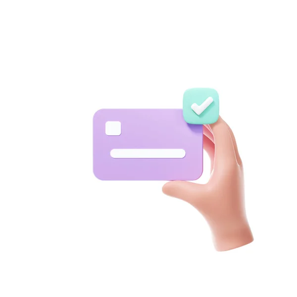 Mão Usando Cartão Crédito Para Pagamento Line Banco Móvel Line — Fotografia de Stock