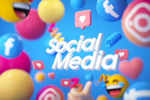 Logo Mediów Społecznościowych Emotkami Facebookiem Ikoną Instagrama Tendencja Komunikacji Społecznej — Zdjęcie stockowe