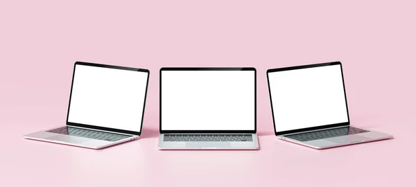 Laptopy Makieta Pustym Białym Ekranem Dla Projektu Ilustracja Renderowania — Zdjęcie stockowe