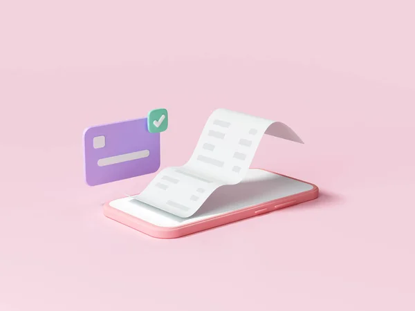 Akıllı telefon konseptiyle kolay ulaşılmaz ödeme. Online mobil alışveriş ve ödeme işlemi. 3d resimleme