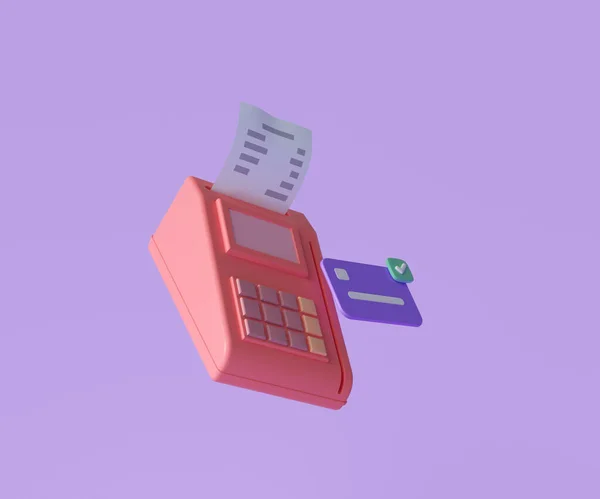 Online payment terminal concept. pos terminal icon, contectless payment transaction. 3d render illustration