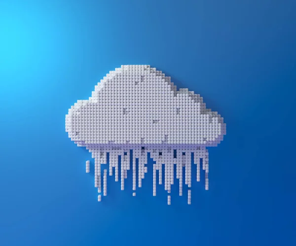 Cloud Computing Hosting Konzept Weiße Pixel Kunst Wolke Technologie Auf — Stockfoto