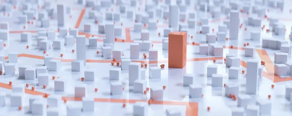 Λευκό Και Πορτοκαλί Cityscape Φουτουριστικό Έξυπνο Φόντο Εικονογράφηση Της Πόλης — Φωτογραφία Αρχείου
