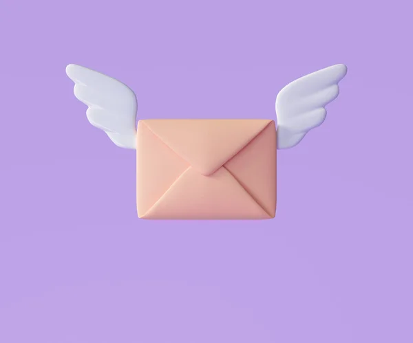 Flying Enveloppe Vleugels Inkomende Mail Notificatie Nieuwsbrief Online Mail Concept — Stockfoto