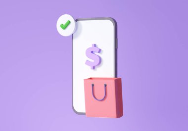 Çevrimiçi alışveriş uygulaması, e-ticaret, akıllı telefon alışverişi ve tanıtım ikonları için kavram. 3d resimleme