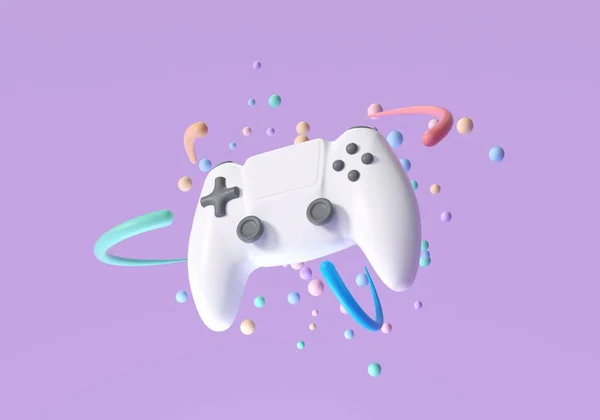 Λευκό Gamepad Χειριστήριο Χειριστηρίου Joystick Σύμβολο Παιχνιδιού Ψυχαγωγίας Καθιστούν Απεικόνιση — Φωτογραφία Αρχείου