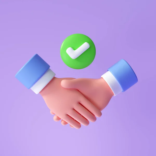 Handshake icon, symbol. Handshake of business partners with Successful deal. 3d render illustration