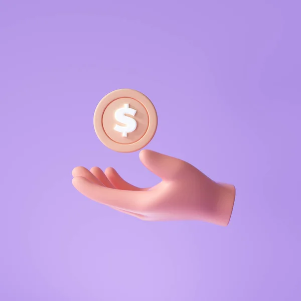 Hand Тримає Монету Заощаджує Гроші Онлайн Платежі Концепцію Оплати Ілюстрація — стокове фото