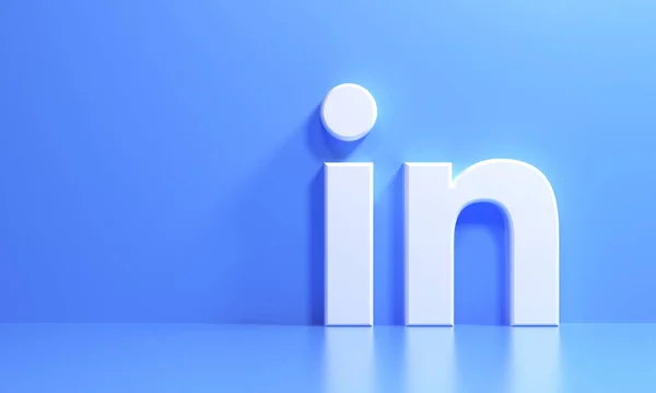 Logo Linkedin Niebieskim Tle Aplikacja Social Media Ilustracja Renderowania — Zdjęcie stockowe