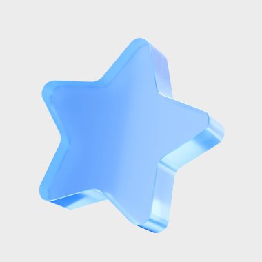3D Glass Star ikonu, favori kalite başarı konseptini sınıflandırıyor. Sıvı Cam tasarım simgesi, grafik tasarımı için trend cam simgesi, UI UX arayüzleri, 3d illüstrasyon.