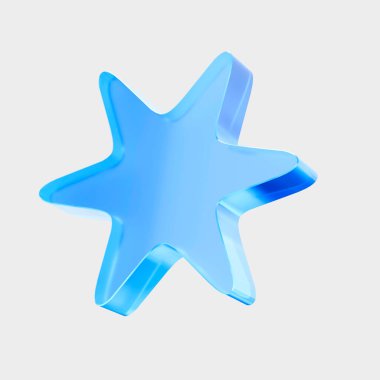 3D Cam Yıldız ikonu, derecelendirme rozeti sembolü. Sıvı Cam tasarım simgesi, grafik tasarımı, UI, UX arayüzleri ve 3D illüstrasyon için trend cam simgesi.