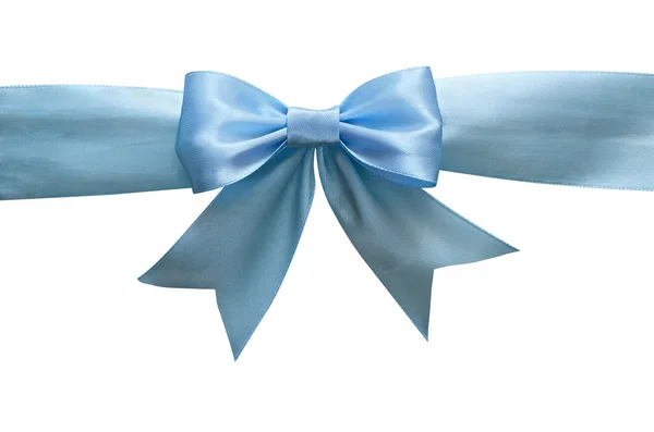 Blue silk ribbon and bow — Stock Photo, Image