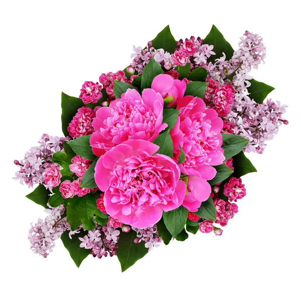 Roze pioen bloemen boeket — Stockfoto