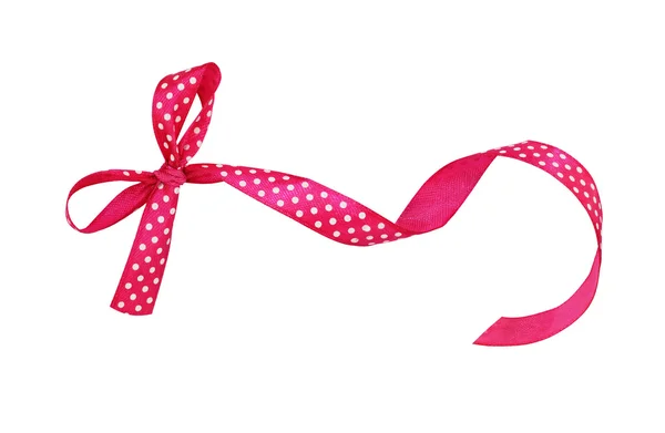 Pink silk polka dot ribbon bow — Stock Photo, Image