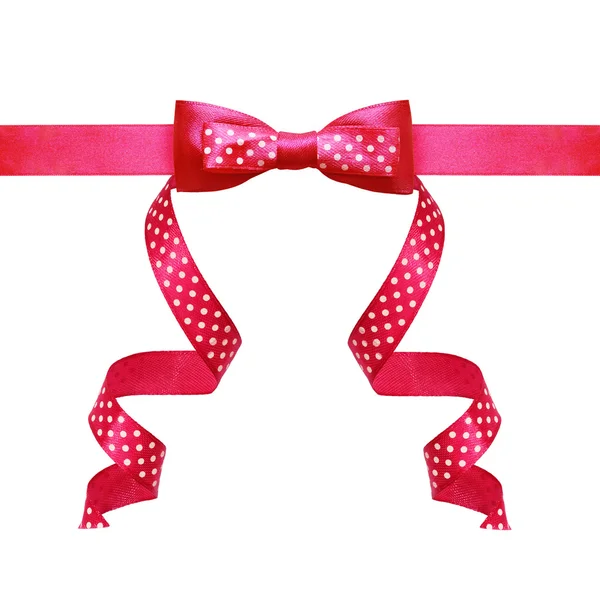 Pink silk polka dot ribbon bow — Stock Photo, Image