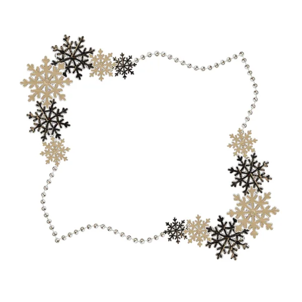 Winter frame with snowflakes and decoration beads — Stock Photo, Image