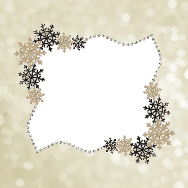 Winter frame with snowflakes and decoration beads — Stock Photo, Image