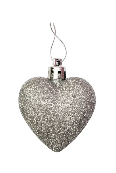 Silver heart for Christmas decoration — Stock Photo, Image