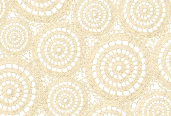 Craft Background Beige Crochet Circles Isolated White Top View Flat — Stock Photo, Image