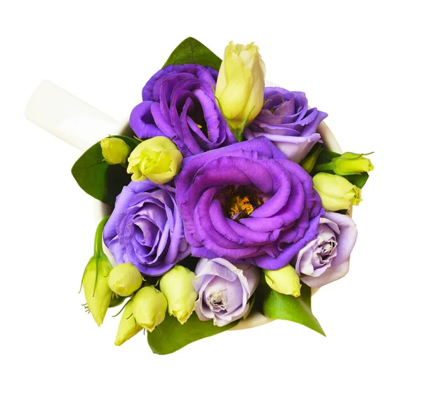 Purple Eustoma Flowers Cup Isolated White Background Top View — Stock Photo, Image