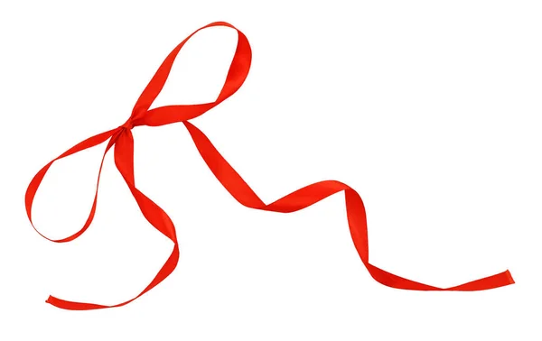 白に孤立した赤い絹のリボン弓 — ストック写真