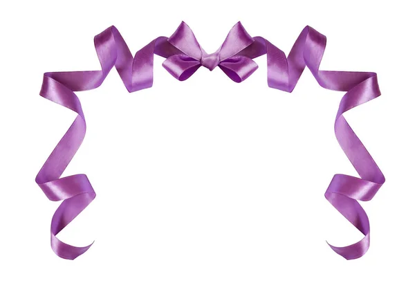紫罗兰色丝带系在白色的蝴蝶上 — 图库照片