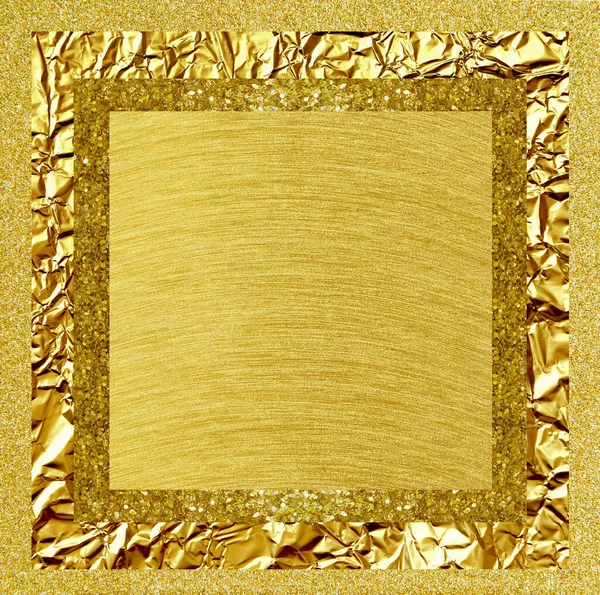 Fundo Quadrado Dourado Com Diferentes Texturas Como Quadro — Fotografia de Stock
