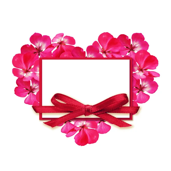 Flower heart and a card — Stock Photo, Image