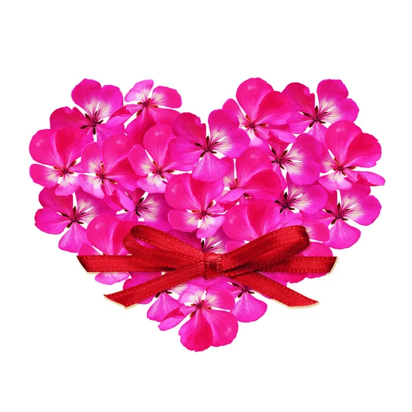 Coração de flor e um cartão — Fotografia de Stock