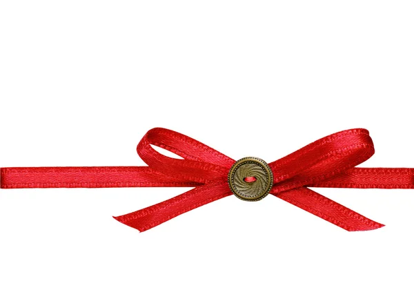 Schleife aus rotem Seidenband — Stockfoto