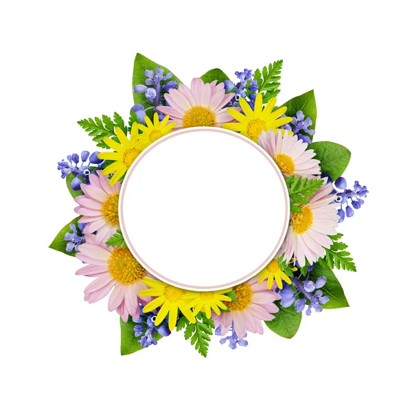 Kwiaty okrągła ramka — Zdjęcie stockowe
