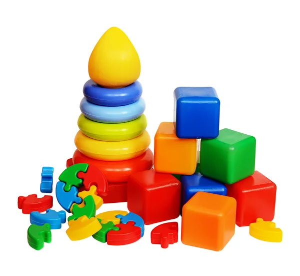 Brinquedos infantis em branco — Fotografia de Stock