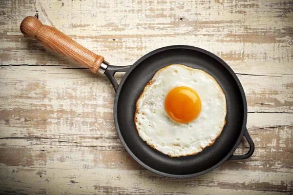 vintage frying pan with egg