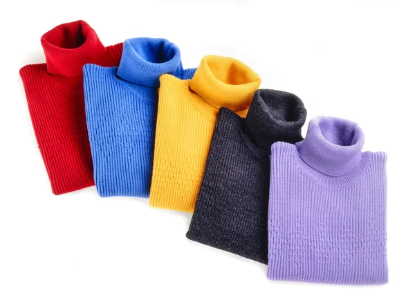 Různé barvy vlněné svetry — Stock fotografie