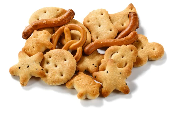 Diverse Snack Crackers Voorgerecht Geïsoleerd — Stockfoto