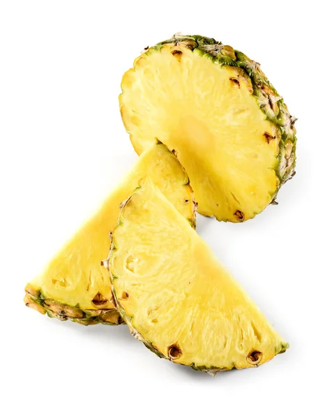 Plasterki Tropikalnego Ananasa Izokowane Białym Tle — Zdjęcie stockowe