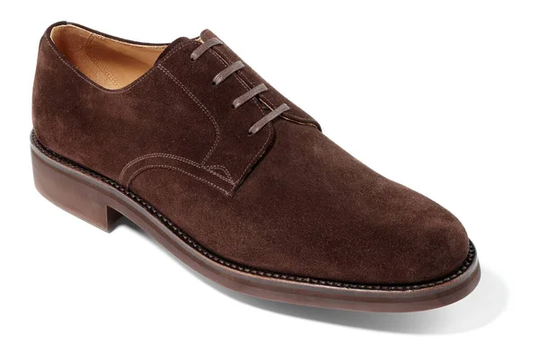 Zapato Gamuza Marrón Para Hombre Aislado — Foto de Stock