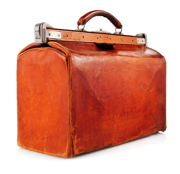 Vintage Genuine Leather Baggage Isolated — Stock Photo, Image