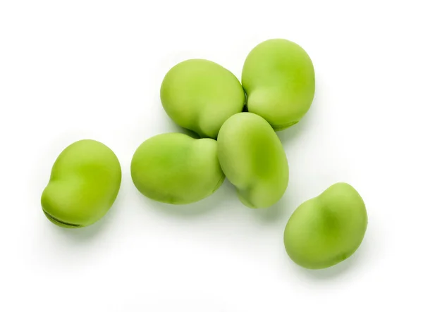 Fresh Natural Broad Beans Isolated White — Stock Photo, Image