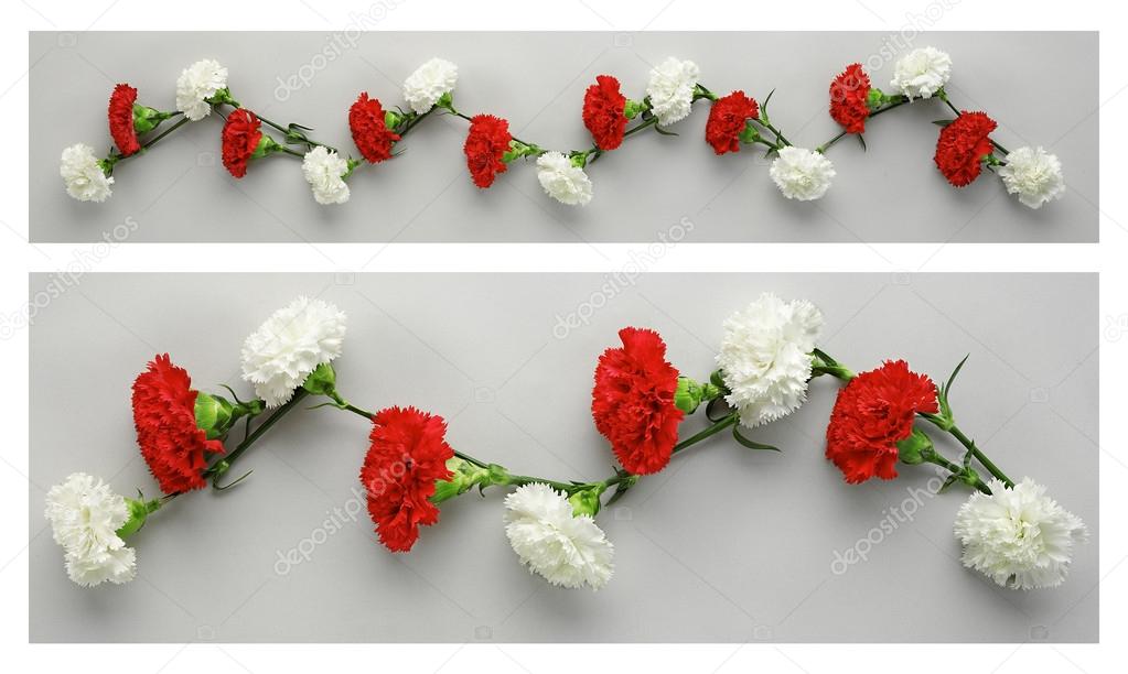 white and red carnations garlands