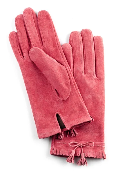 Pink suede gloves — Stock Photo, Image