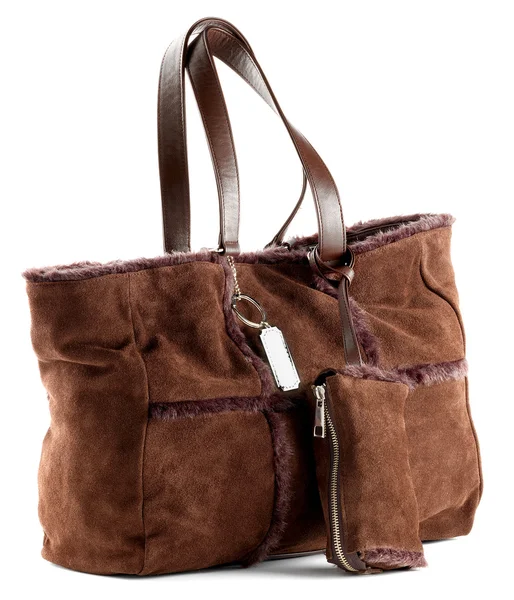 Brown suede bag — Stock Photo, Image