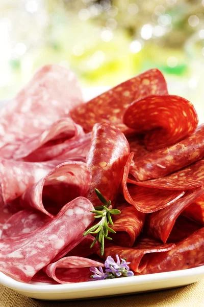 Tranches de saucisse espagnole — Photo