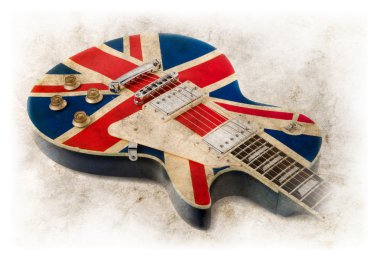 vintage british guitar clipart
