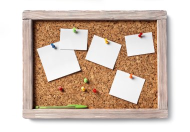 corkboard notlar ve ballpen
