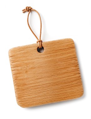 ince kablosu ile ahşap kare etiketi