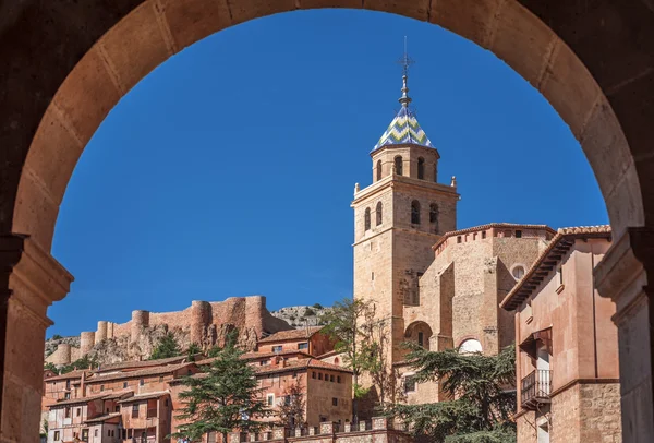 Albarracin, cathedral and fortress — стоковое фото
