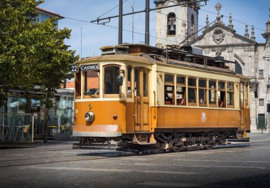 Vintage tramvay, Porto street, Portekiz