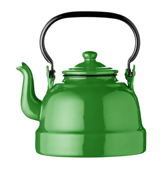 Green kettle isolated — Stock Photo, Image